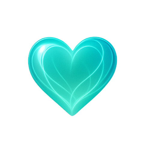 Glossy turquoise heart in Frutiger Aero style