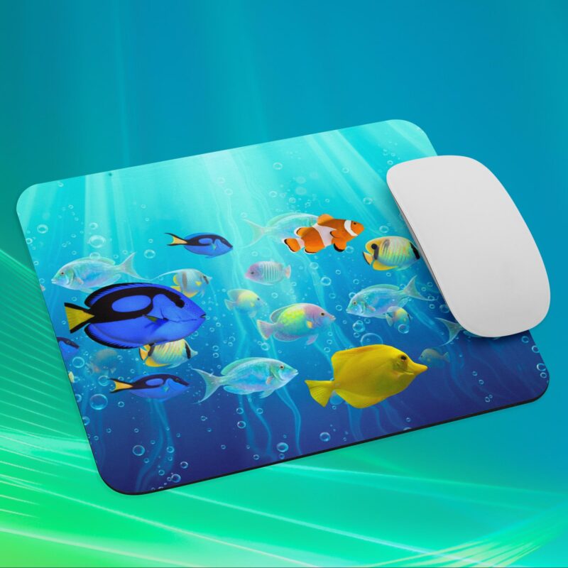 Ocean reef mouse pad with colorful tropical fish design