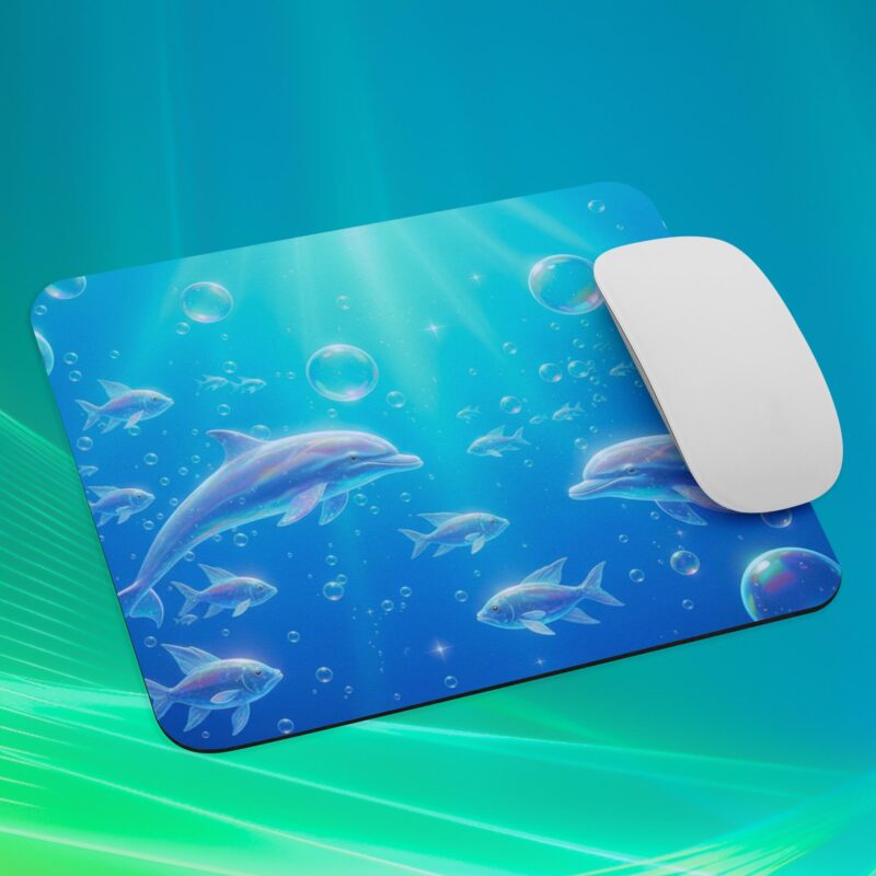 Frutiger Aero dolphin mouse pad with ocean design